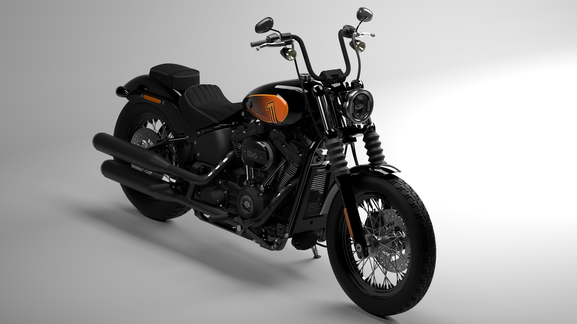 Realistic Harley Davidson Street Bob 2021 Vivid Black 3D Model