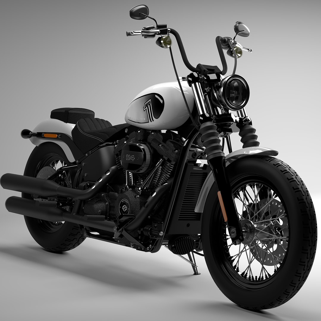 Harley Davidson Street Bob 2021 3D Model (Stone Washed White Pearl)