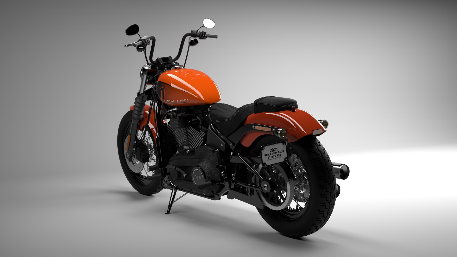 Harley Davidson Street Bob 2021 3D Model (Baja Orange)