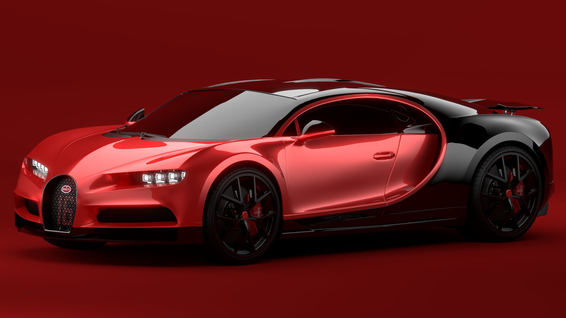 Bugatti Chiron Sport 3D Model 2021 Red