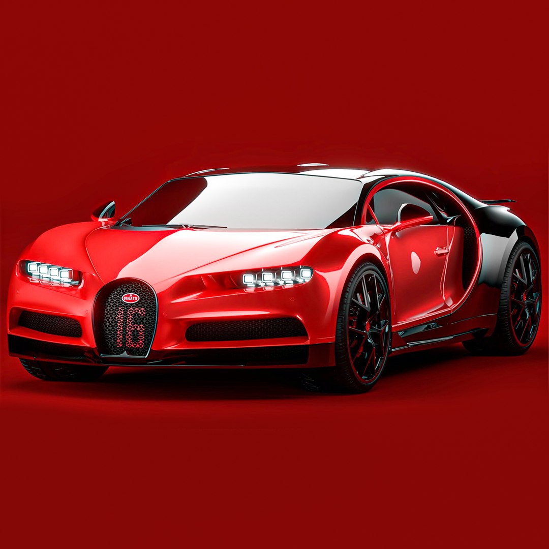 Bugatti Chiron Sport 3D Model 2021 Red