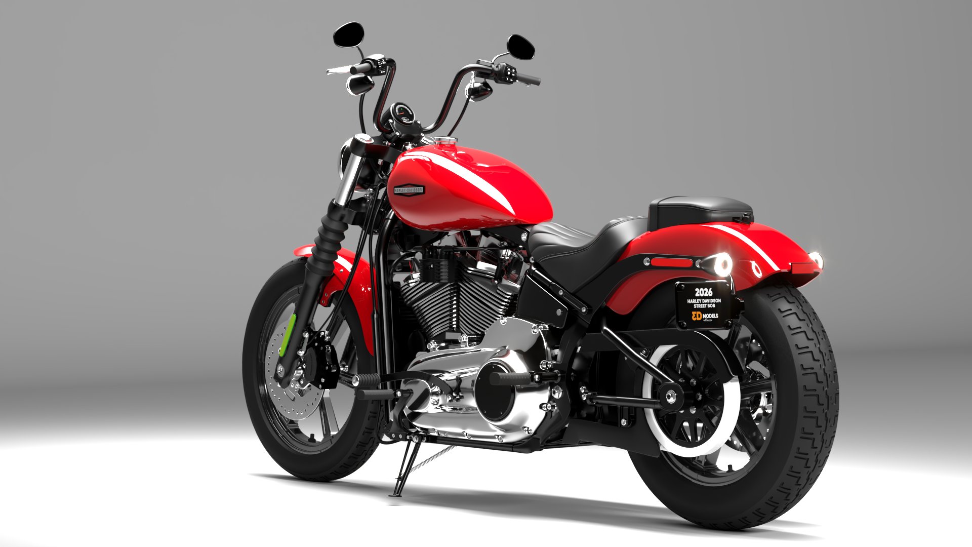 Harley Davidson Street Bob 2026 3D Model (Brilliant Red)