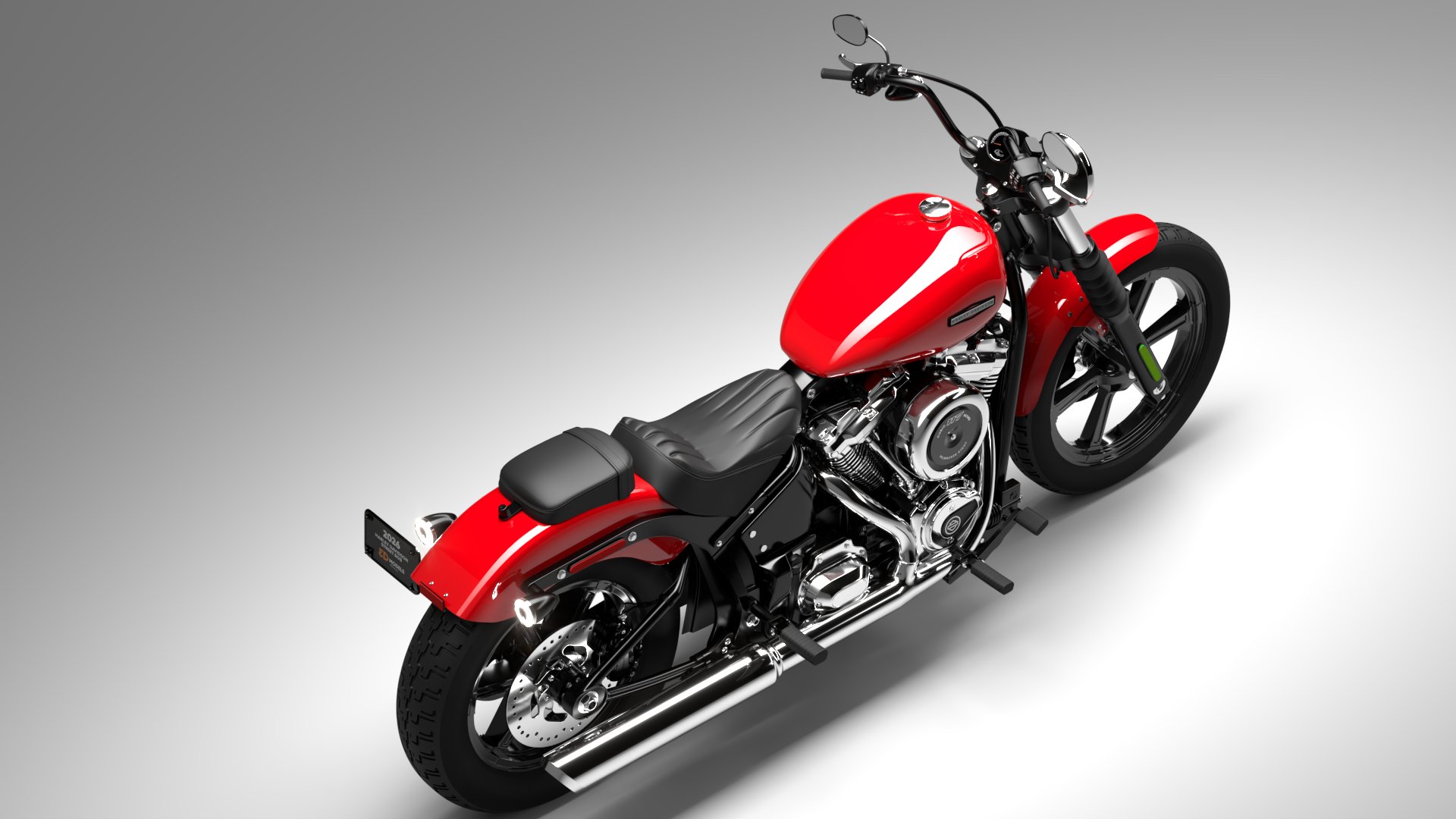 Harley Davidson Street Bob 2026 3D Model (Brilliant Red)