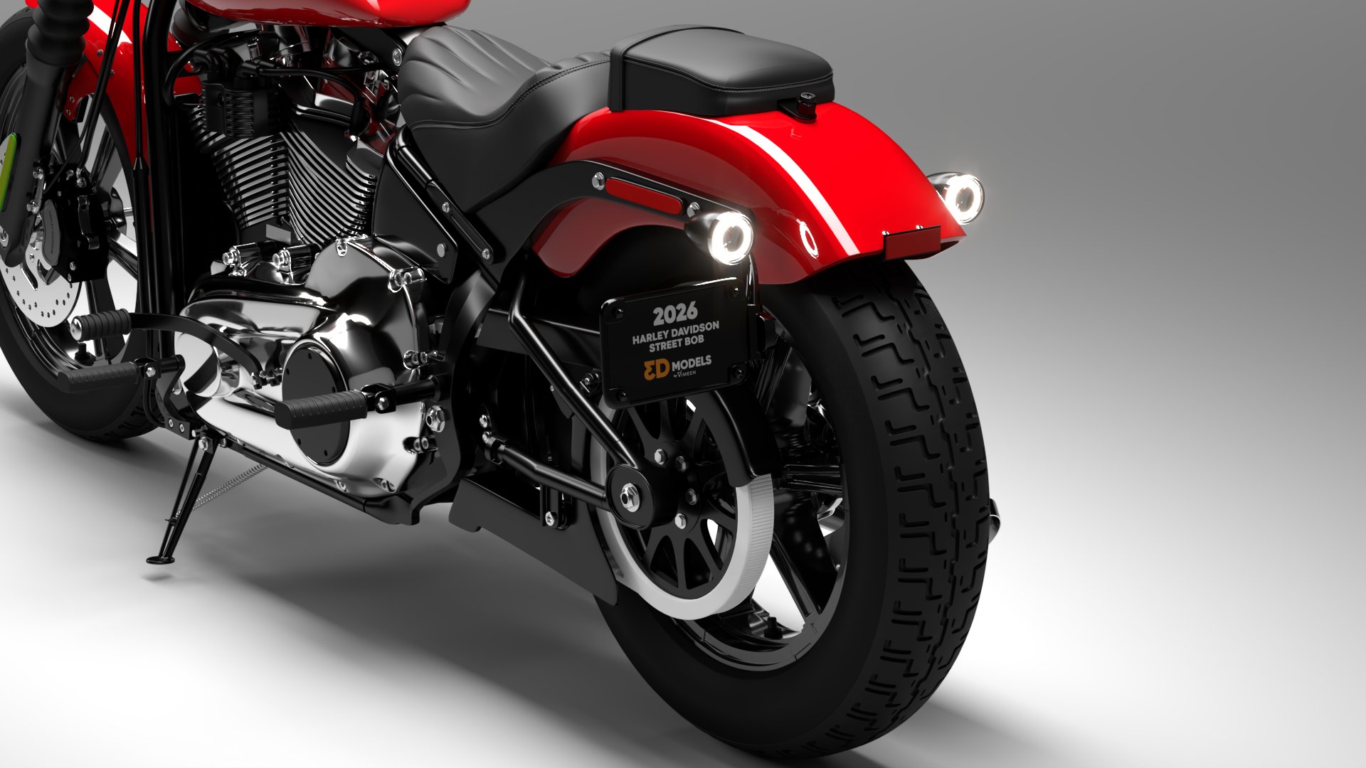 Harley Davidson Street Bob 2026 3D Model (Brilliant Red)