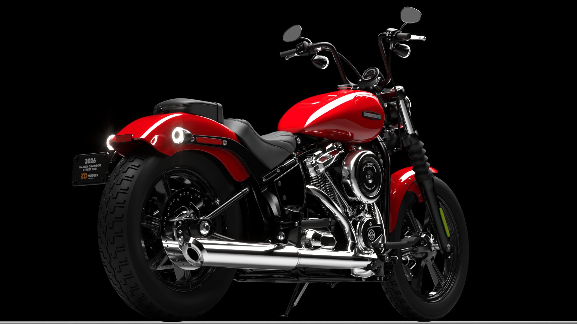 Harley Davidson Street Bob 2026 3D Model (Brilliant Red)