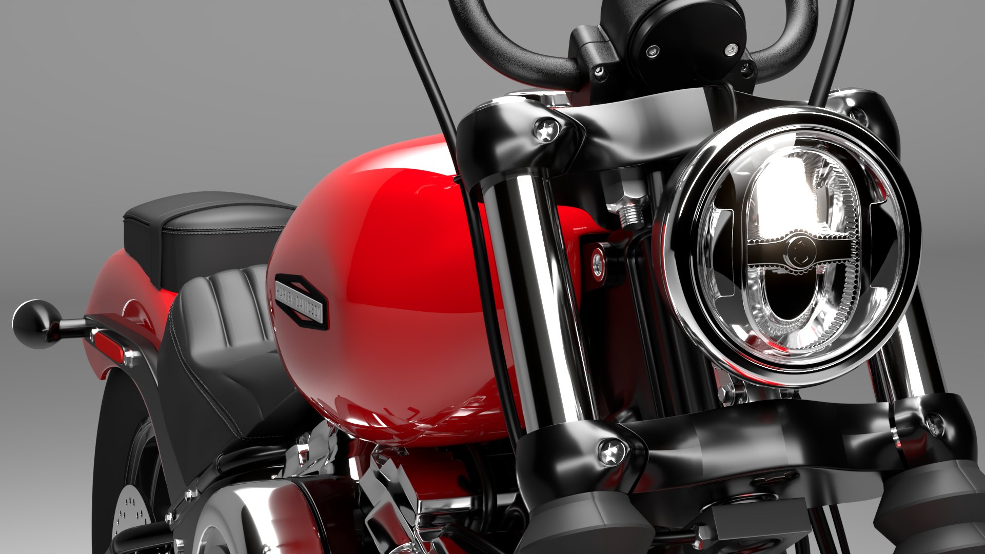 Harley Davidson Street Bob 2026 3D Model (Brilliant Red)