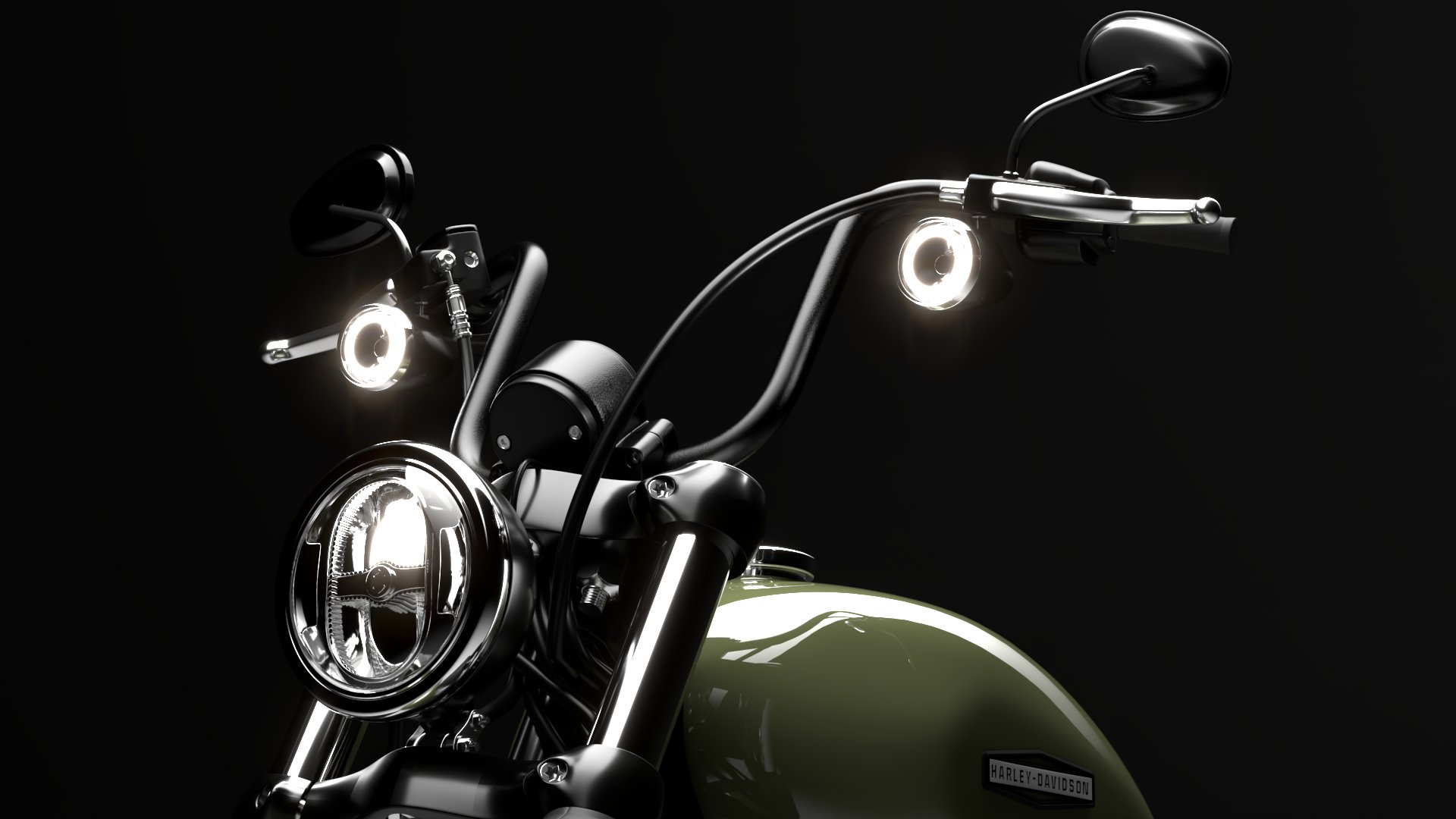 Harley Davidson Street Bob 2026 3D Model (Olive Steel Metallic)