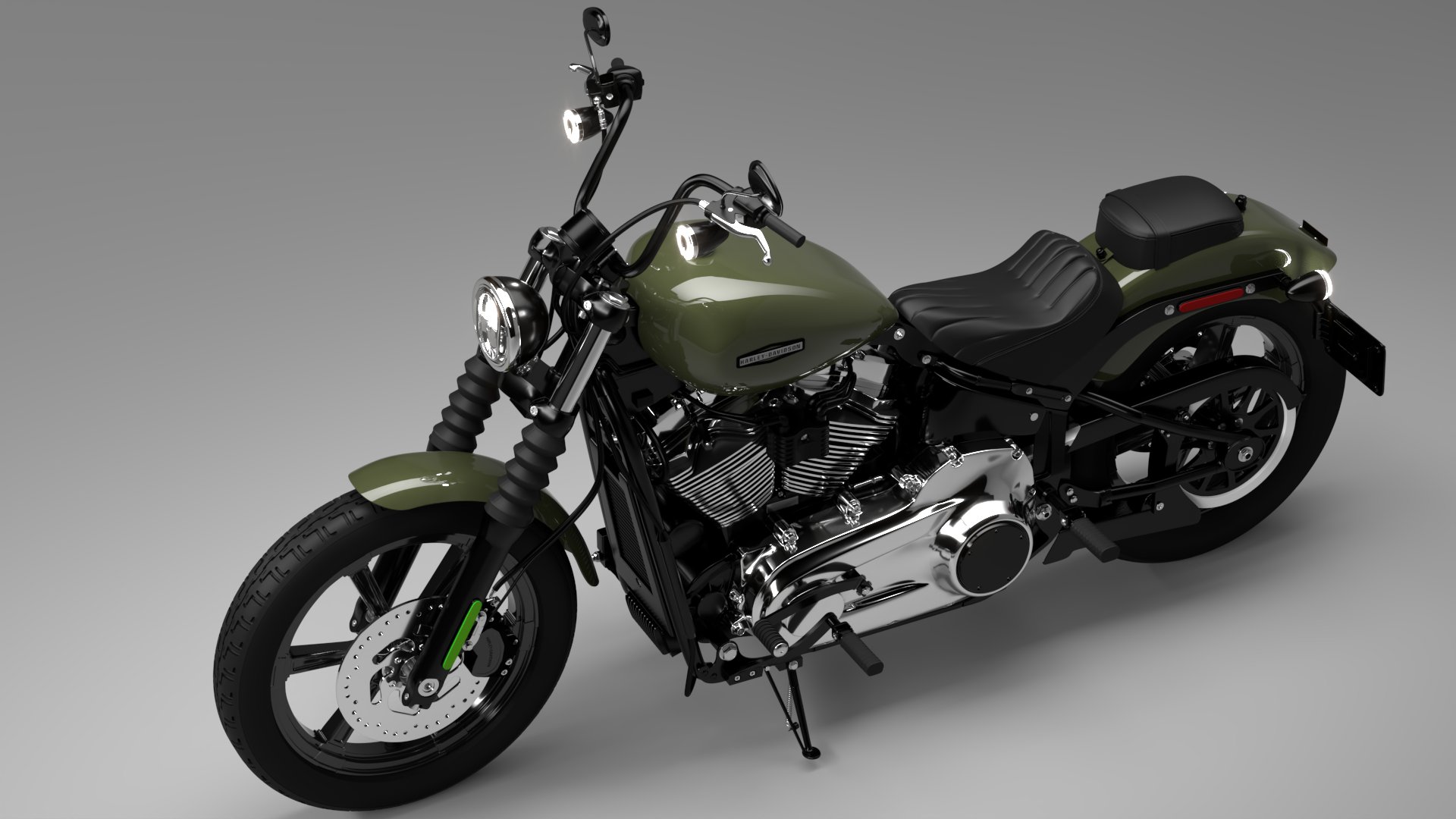 Harley Davidson Street Bob 2026 3D Model (Olive Steel Metallic)