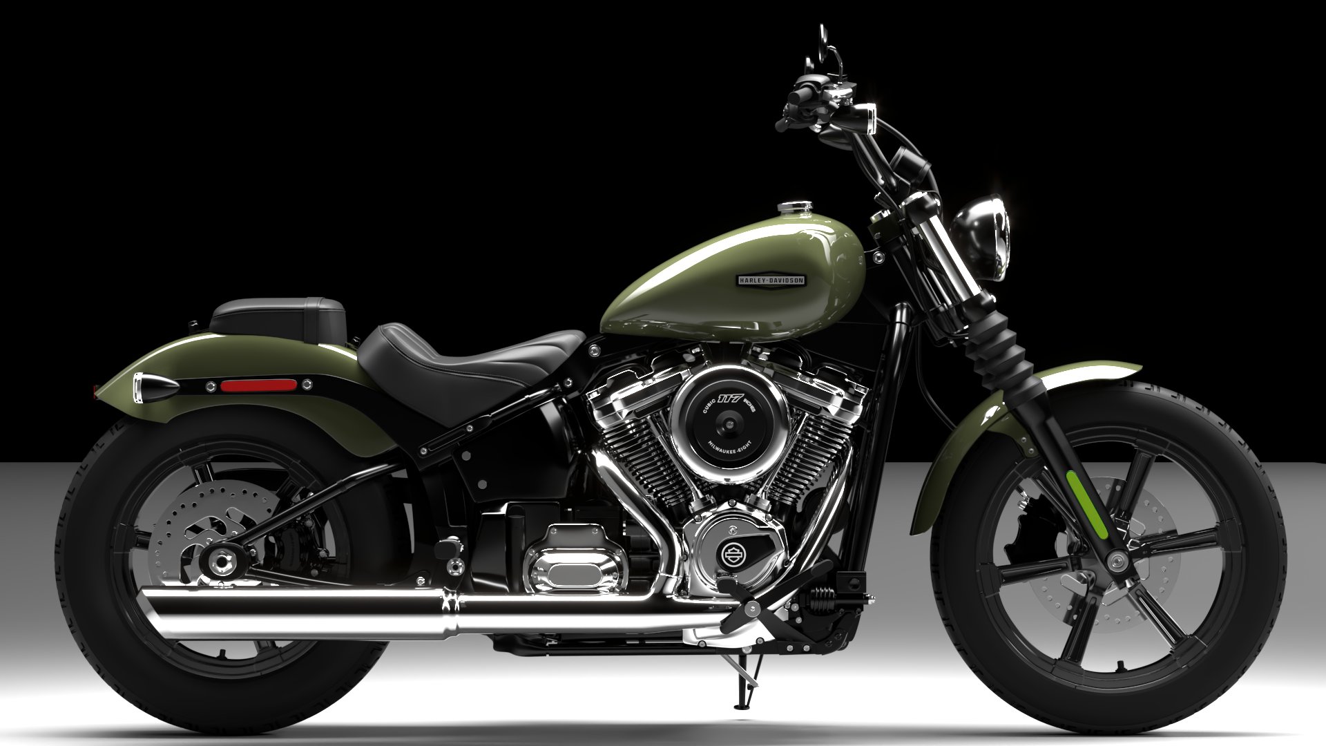 Harley Davidson Street Bob 2026 3D Model (Olive Steel Metallic)