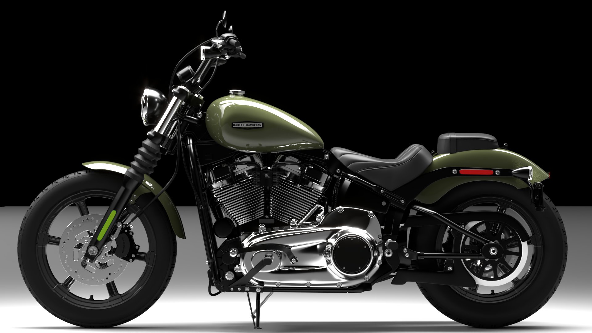 Harley Davidson Street Bob 2026 3D Model (Olive Steel Metallic)