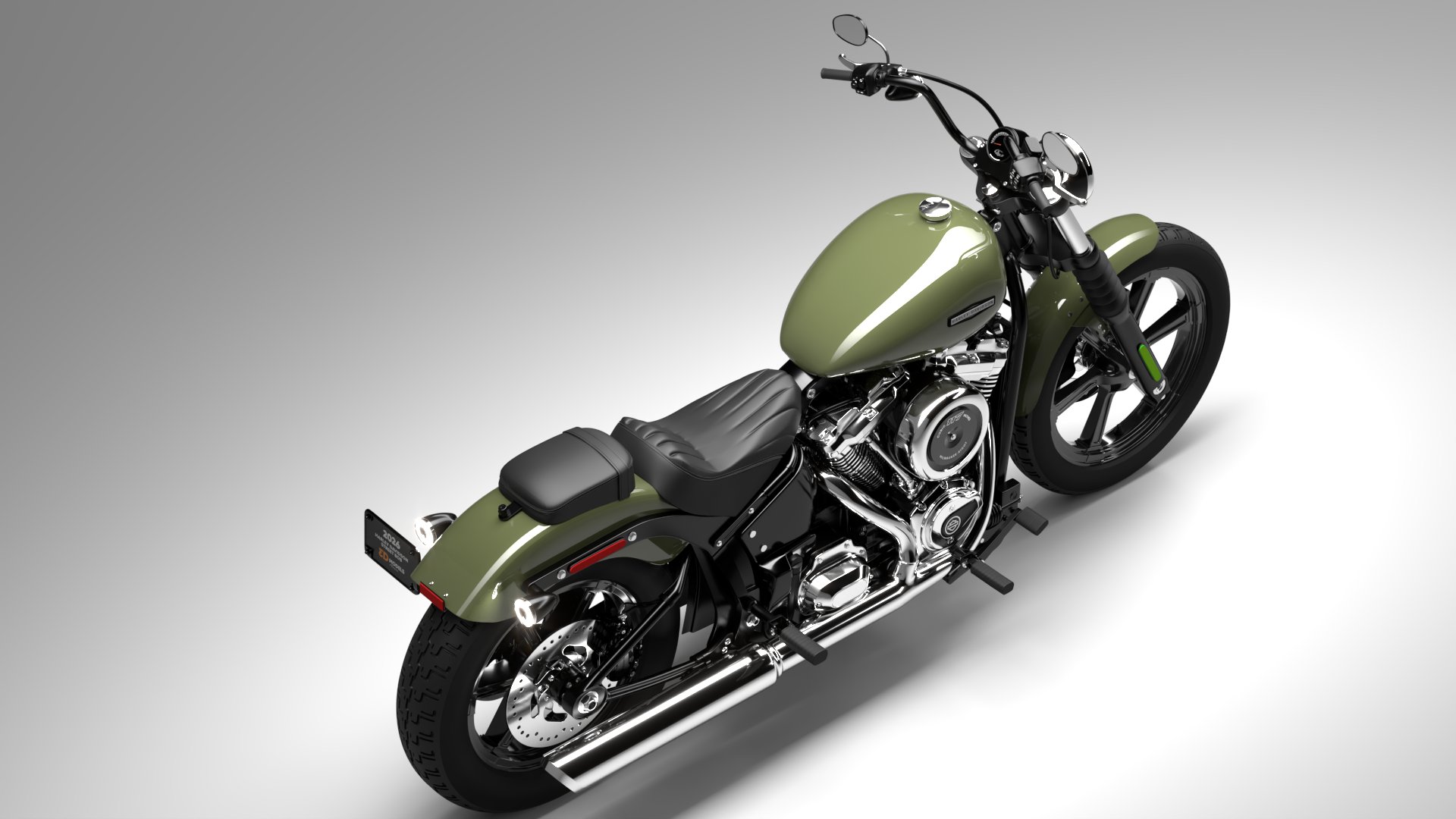 Harley Davidson Street Bob 2026 3D Model (Olive Steel Metallic)
