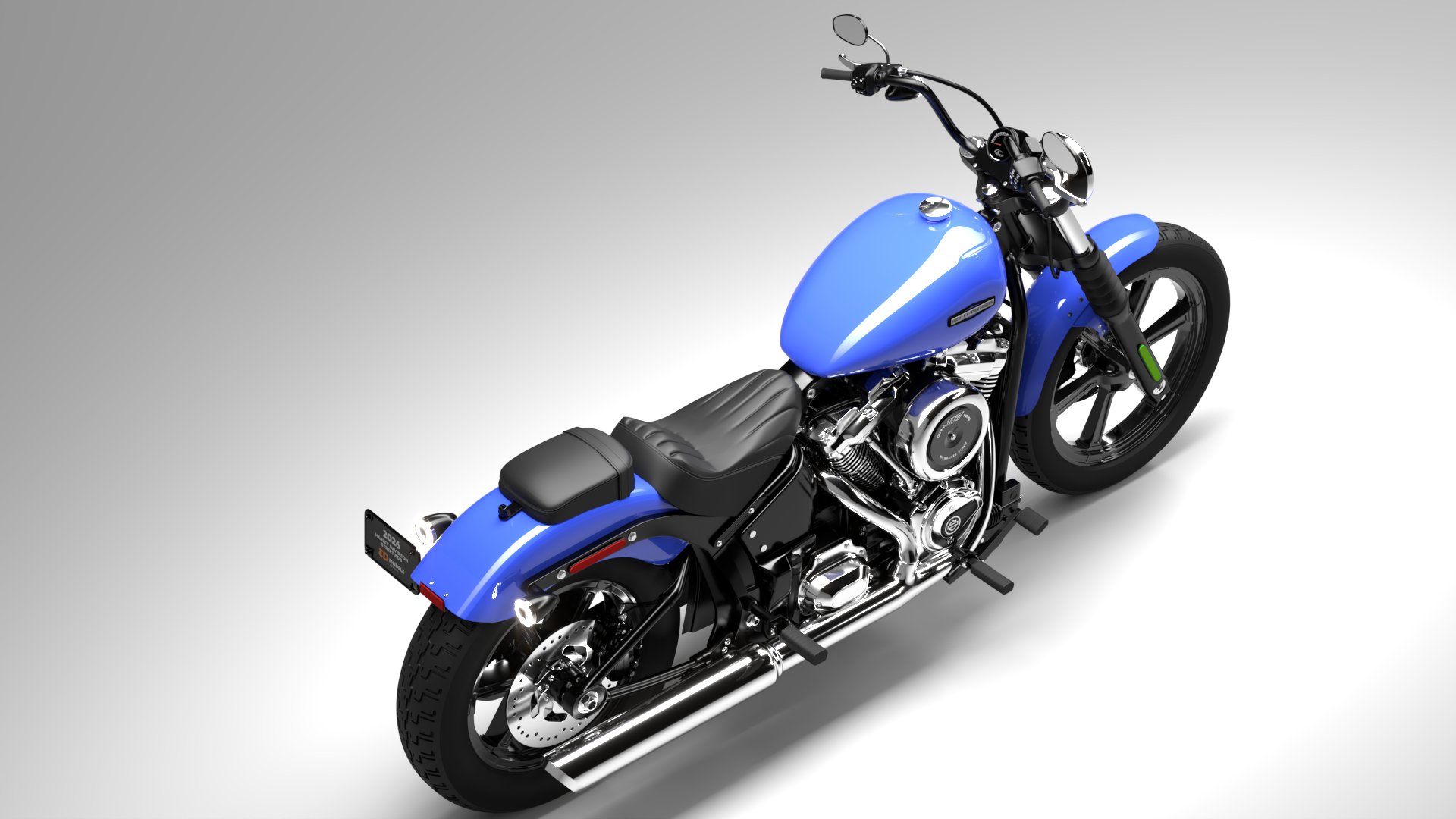 Harley Davidson Street Bob 2026 3D Model (Aurora Blue Denim)