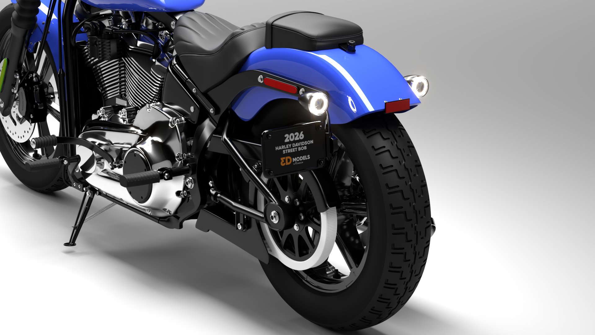 Harley Davidson Street Bob 2026 3D Model (Aurora Blue Denim)