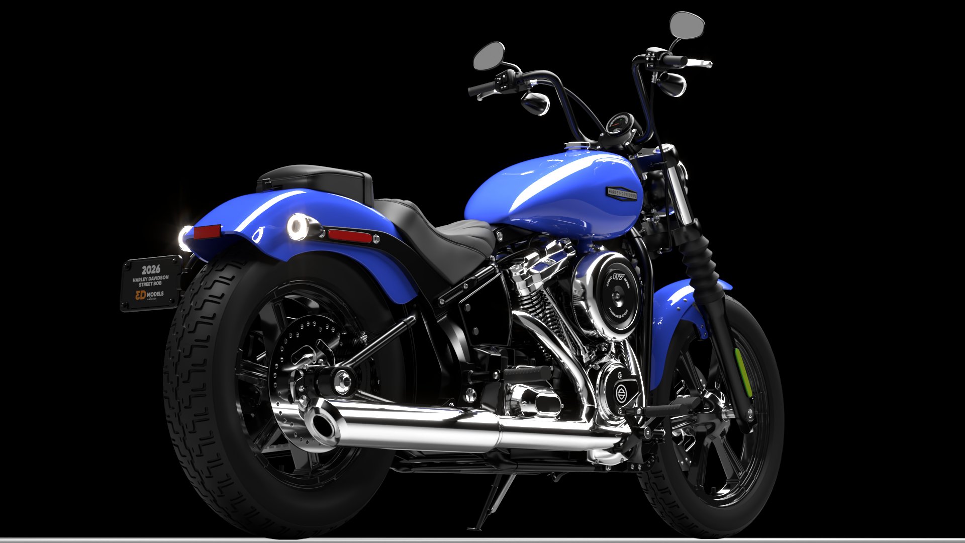 Harley Davidson Street Bob 2026 3D Model (Aurora Blue Denim)