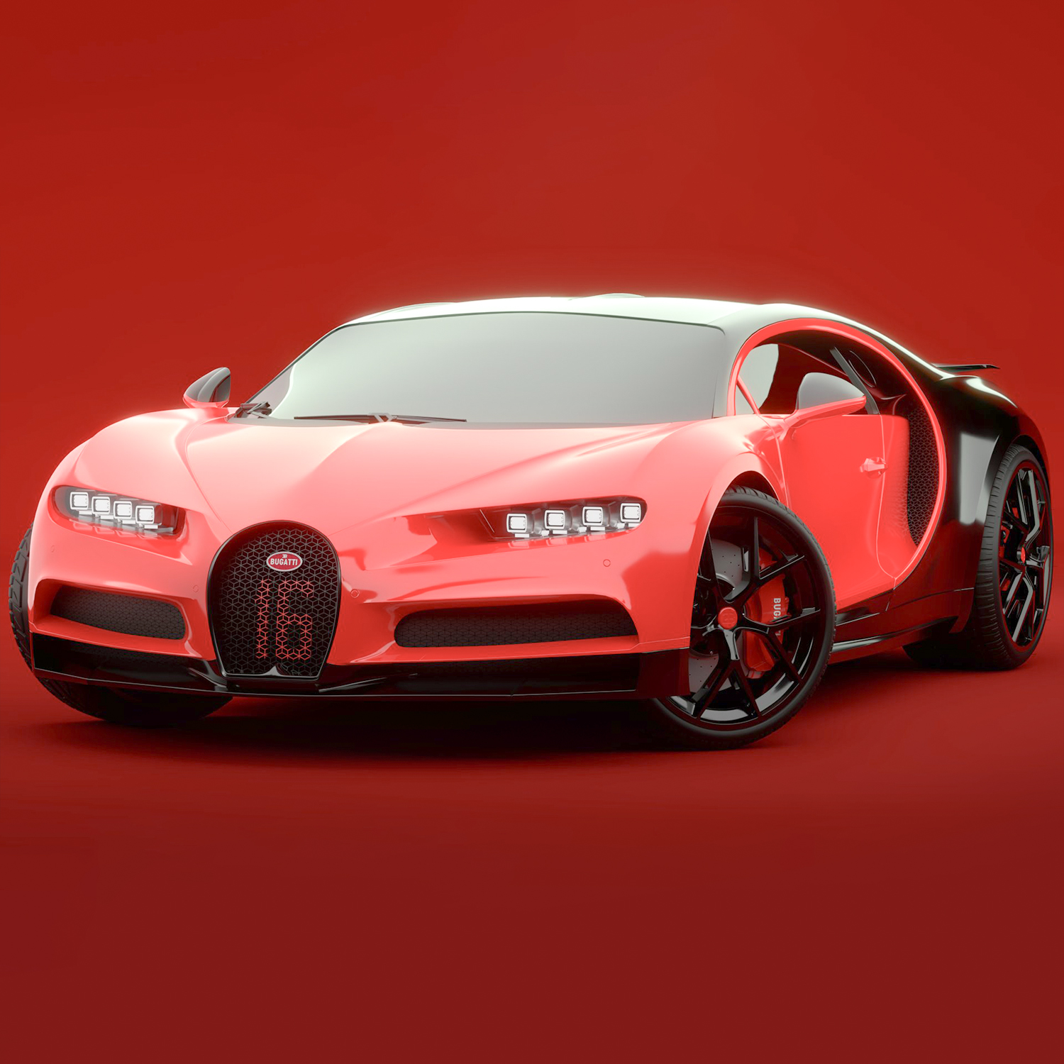 Bugatti Chiron Sport 3D Model Red