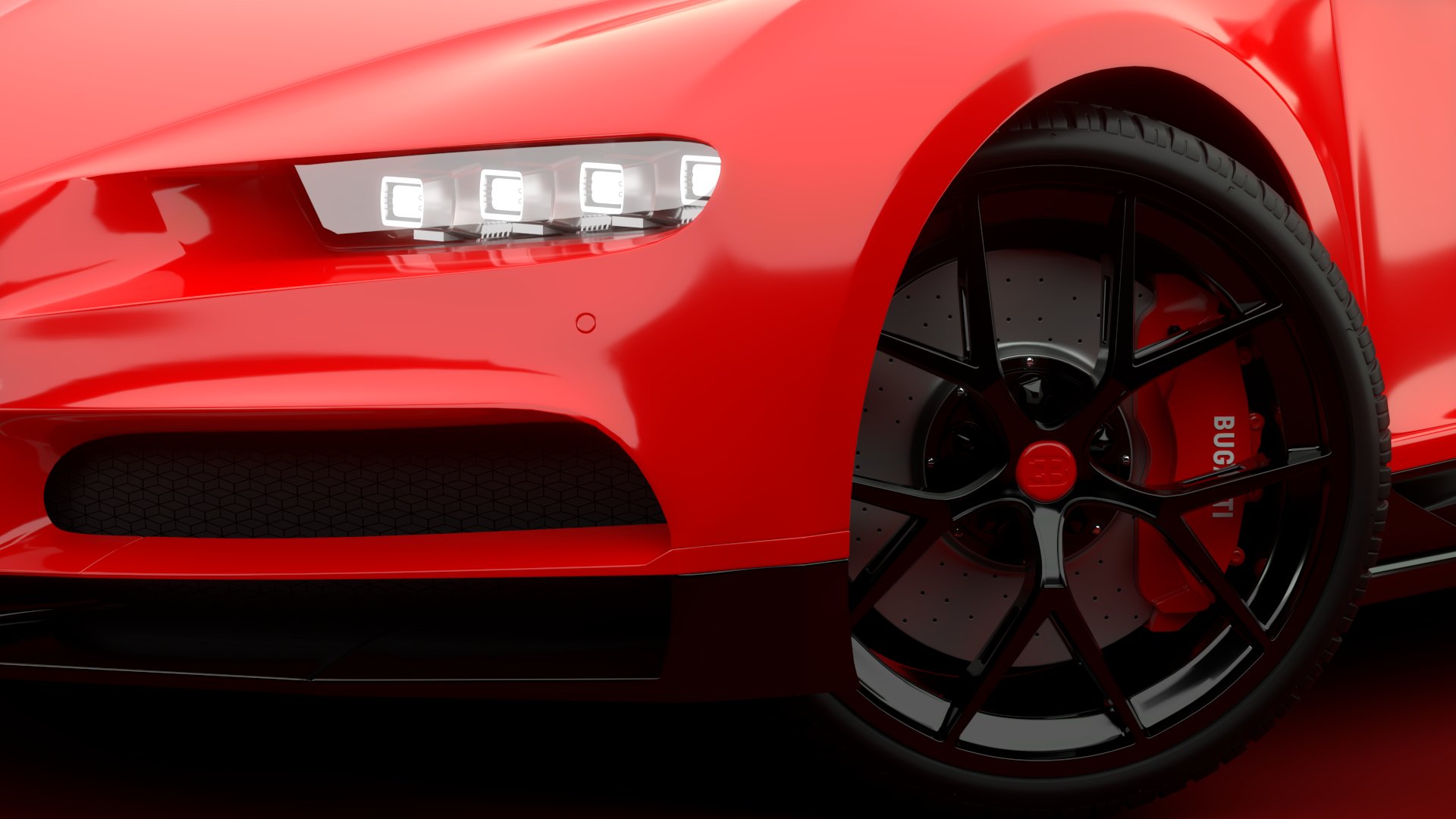 Bugatti Chiron Sport 3D Model Red