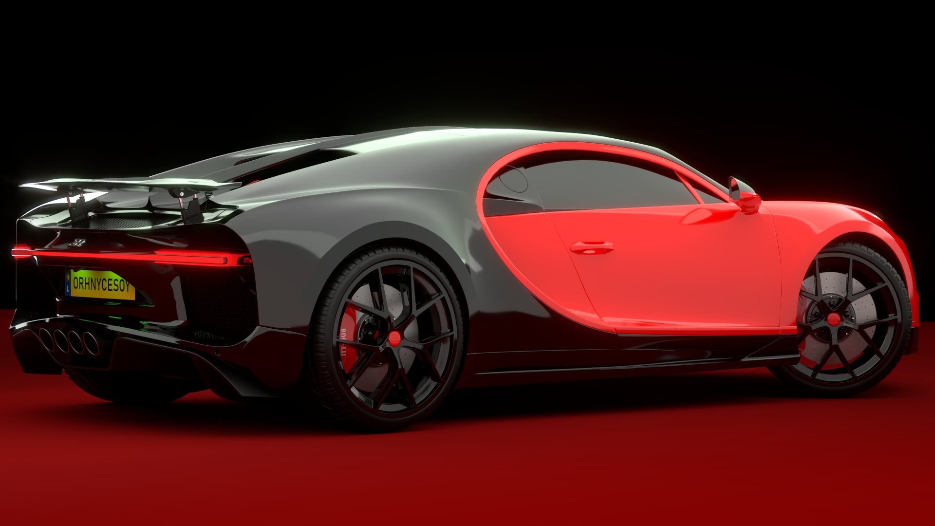 Bugatti Chiron Sport 3D Model Red